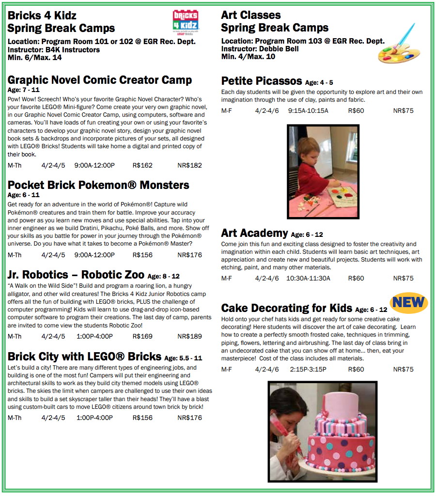 Spring Break Camps 2018