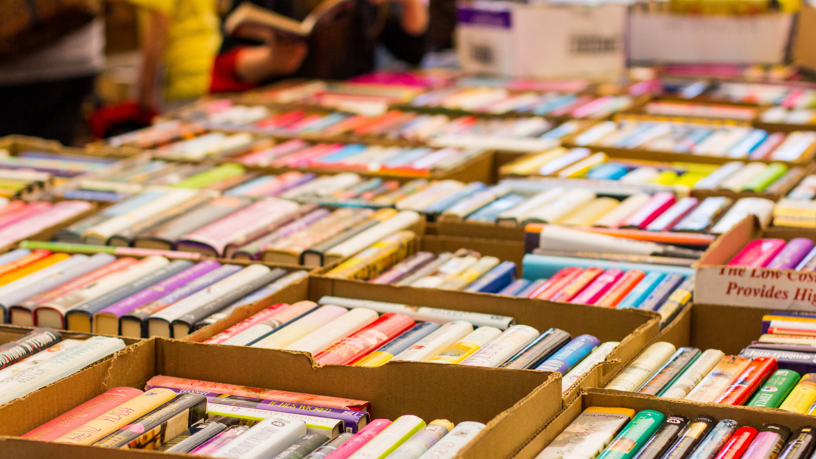 Books in moving boxes