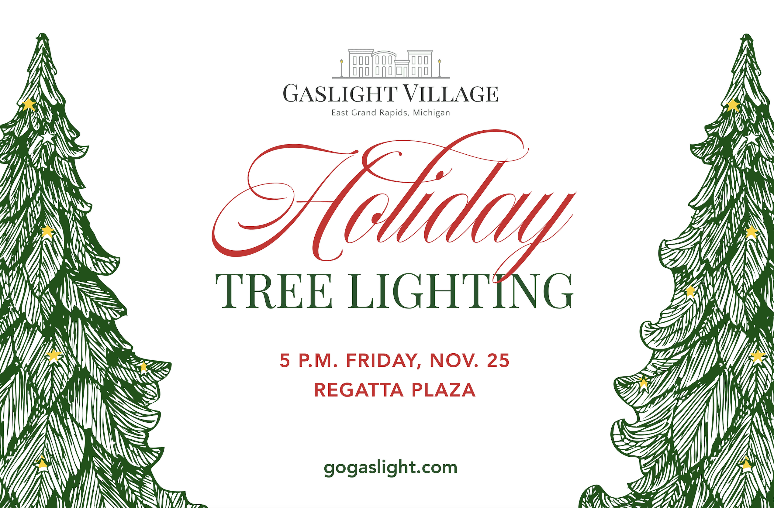 Holiday Tree Lighting. 5 p.m. Friday, Nov. 25, 2022, Regatta Plaza.