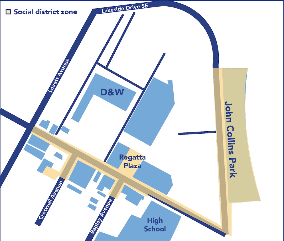 Social district zone map