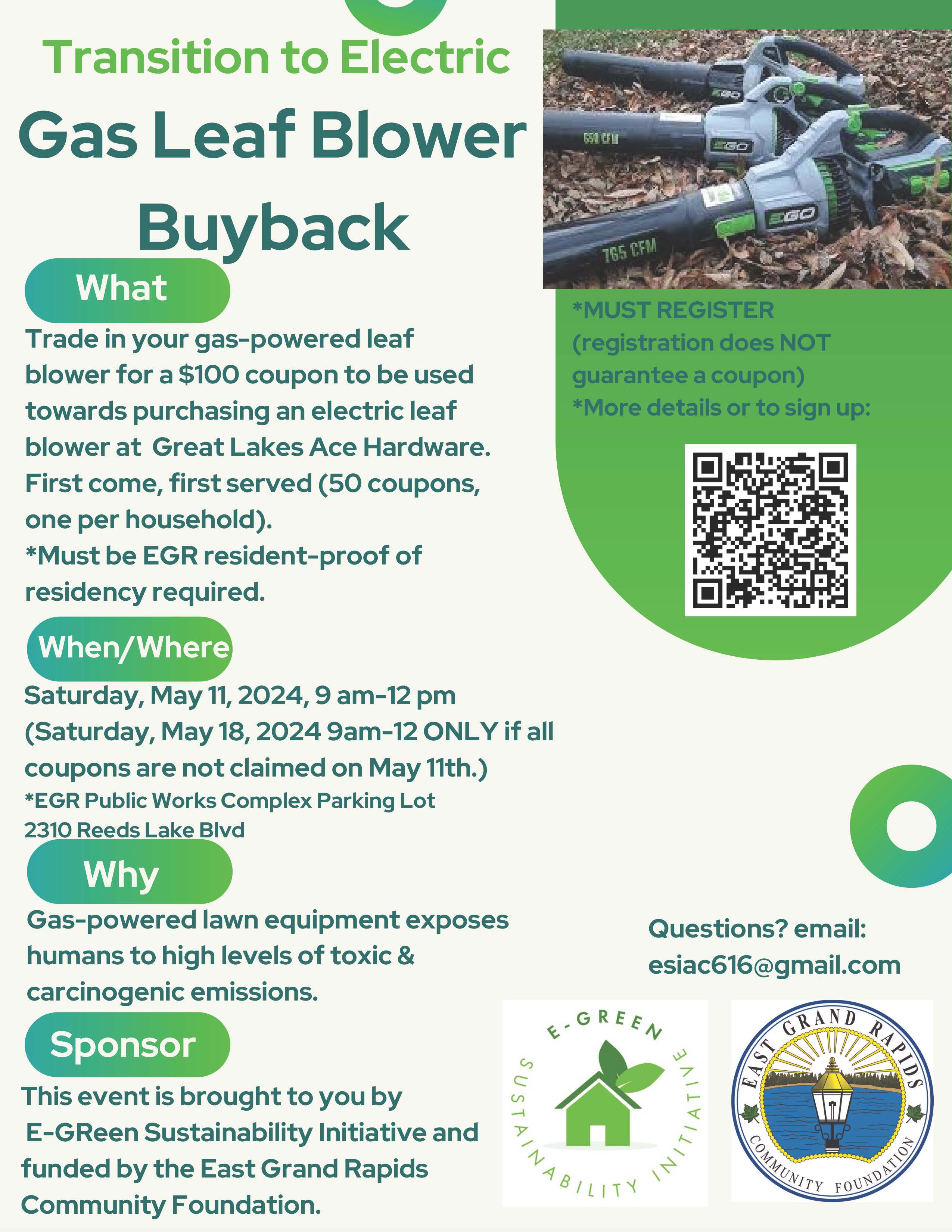 2024 E-GReen Gas Leaf Blower Buy Back