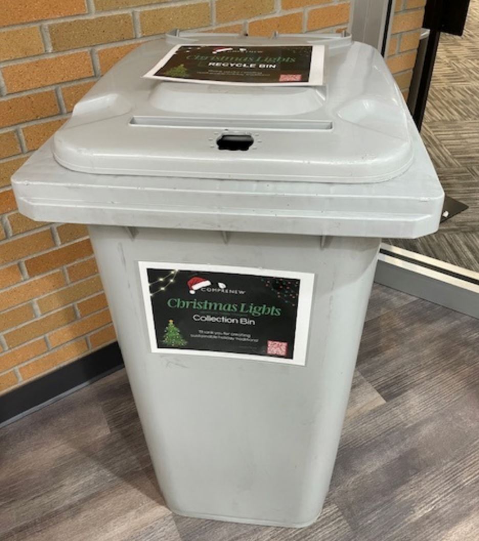 Holiday lights recycling bin
