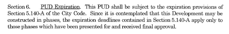 Section 6 PUD Expiration